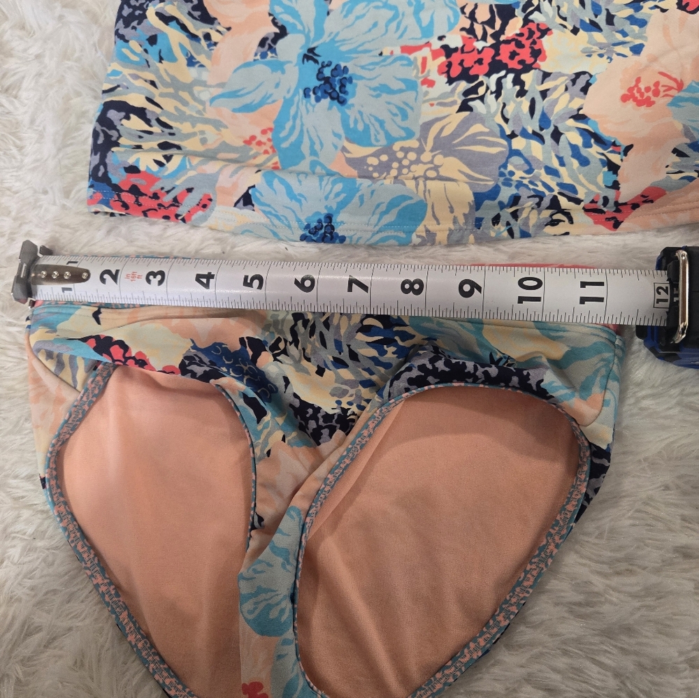 Athleta Girls Floral Tankini Set in Blue, Pink, Peach - Picture 6 of 6